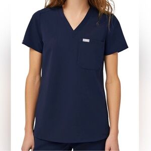 FIGS Navy V-Neck Scrub Top technical collection XXS blue dark grey Catarina